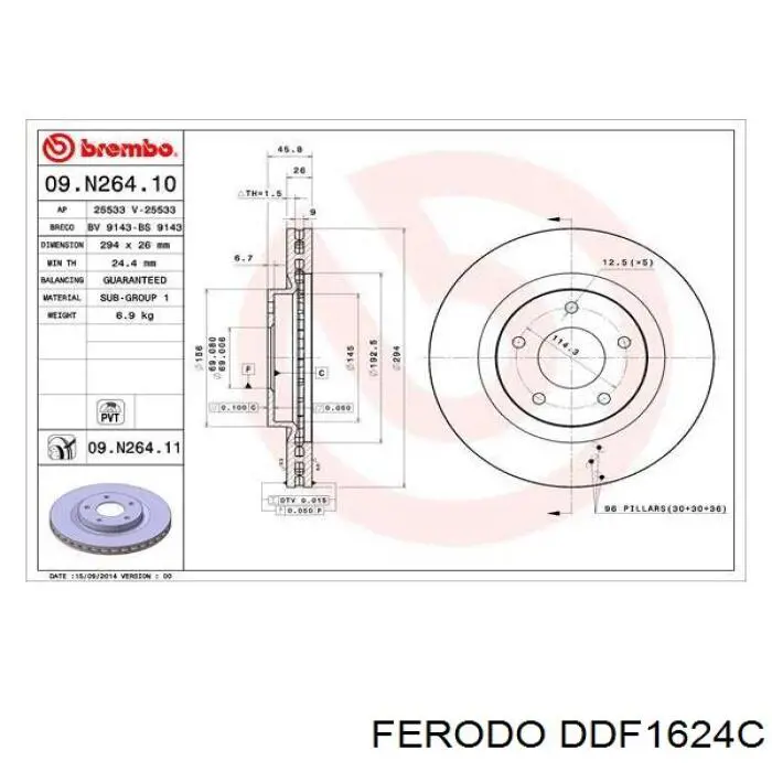 Disco do freio dianteiro Ferodo DDF1624C preço, a partir de 51,07 USD