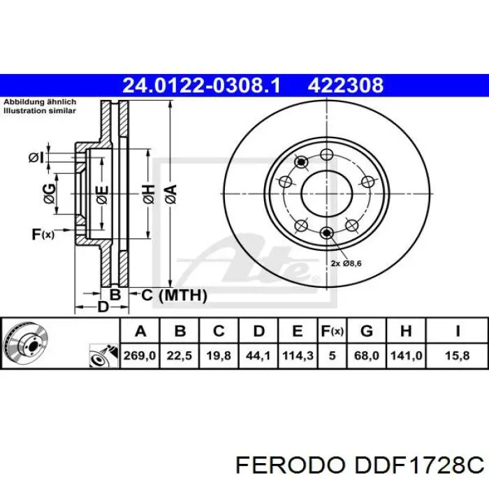 Disco do freio dianteiro Ferodo DDF1728C preço, a partir de 42,09 USD