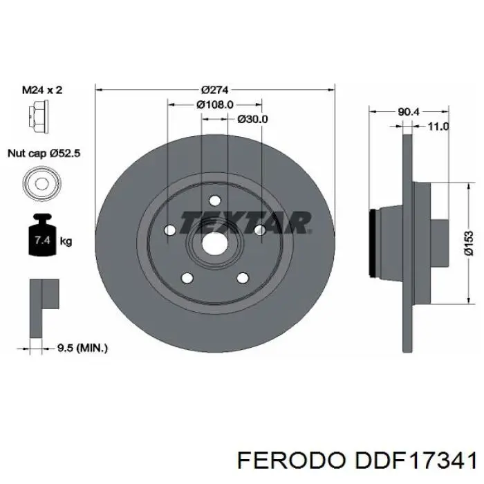 Compre DDF17341 Ferodo Disco do freio traseiro