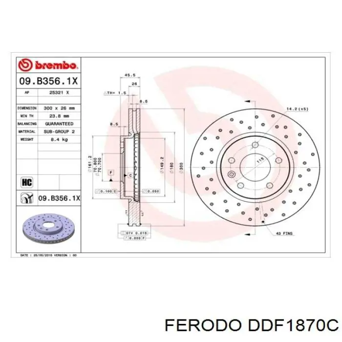 Compre DDF1870C Ferodo Disco do freio dianteiro