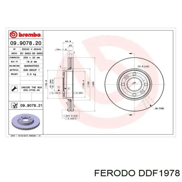 Compre DDF1978 Ferodo Disco do freio dianteiro