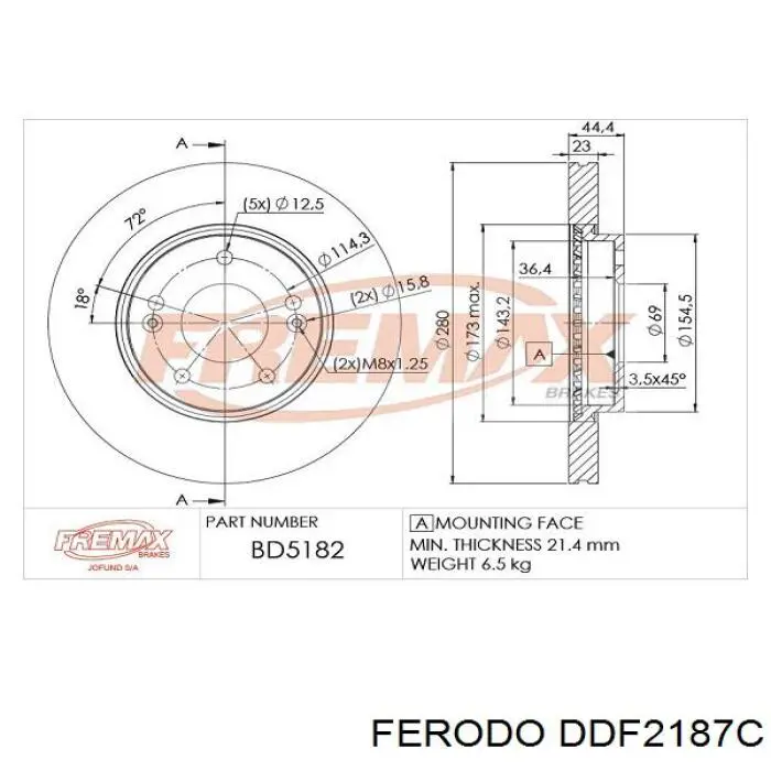 Disco do freio dianteiro Ferodo DDF2187C preço, a partir de 58,80 USD
