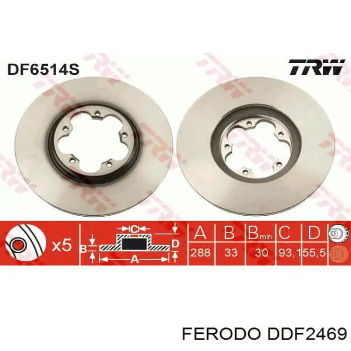 Disco do freio dianteiro Ferodo DDF2469 preço, a partir de 62,64 USD