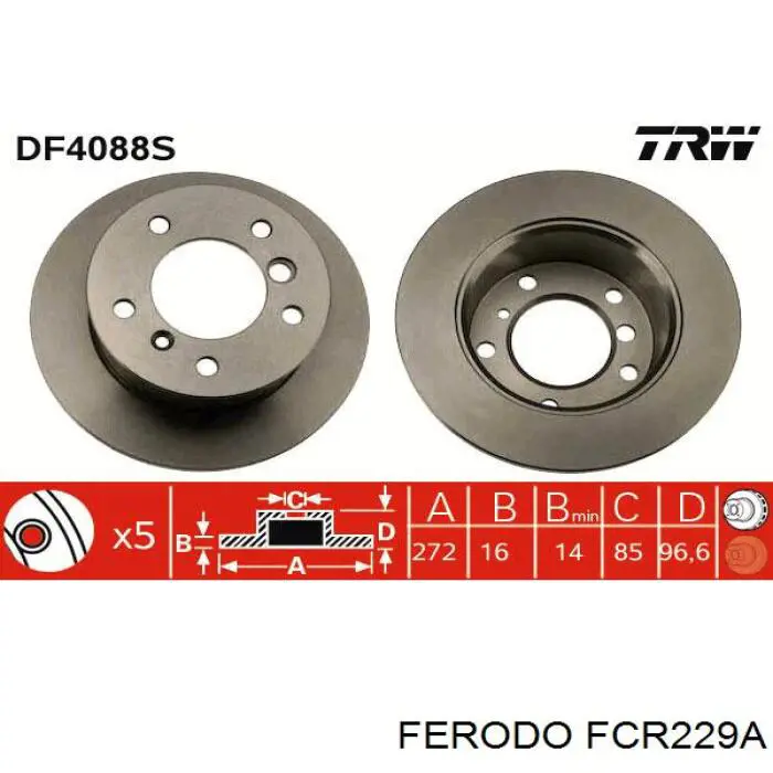 Disco do freio traseiro FCR229A Ferodo