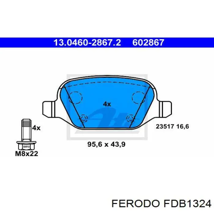 Compre FDB1324 Ferodo Sapatas do freio traseiras de disco