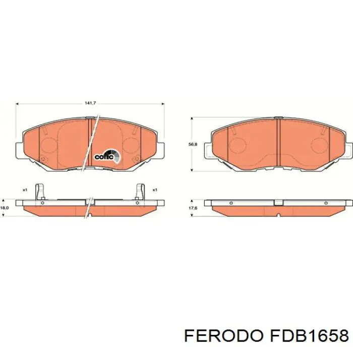 Sapatas do freio dianteiras de disco Ferodo FDB1658 preço, a partir de 38,62 USD