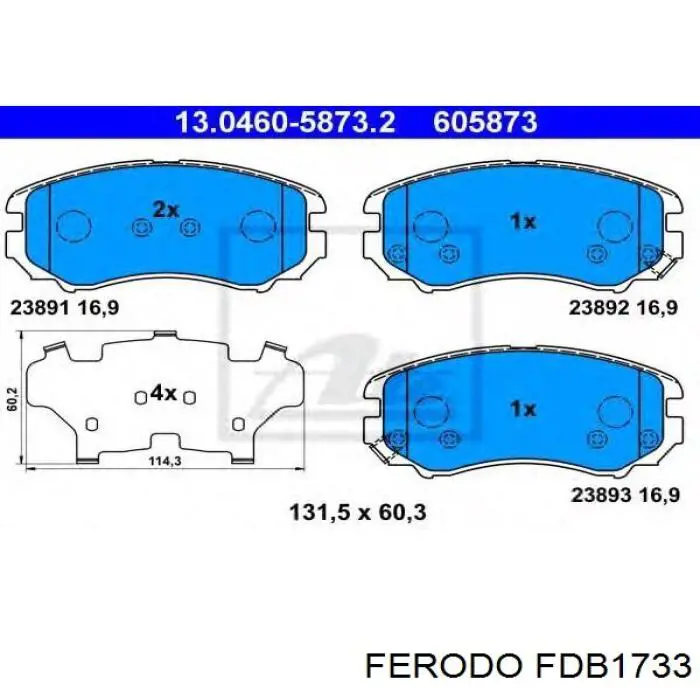 Sapatas do freio dianteiras de disco Ferodo FDB1733 preço, a partir de 31,50 USD