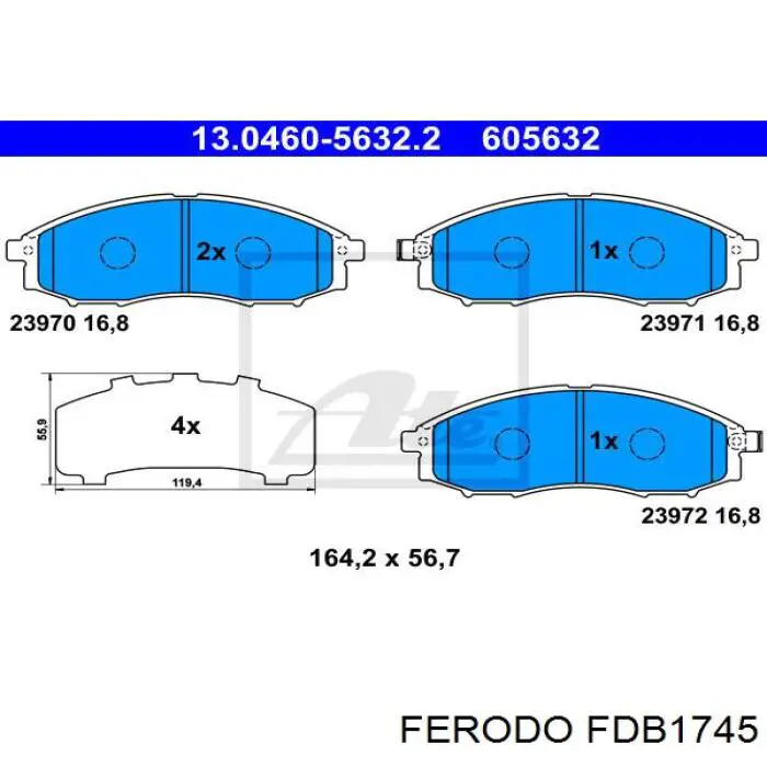 Sapatas do freio dianteiras de disco Ferodo FDB1745 preço, a partir de 34,35 USD
