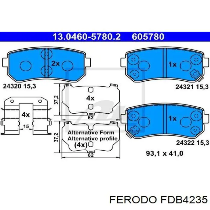 Sapatas do freio traseiras de disco Ferodo FDB4235 preço, a partir de 22,26 USD