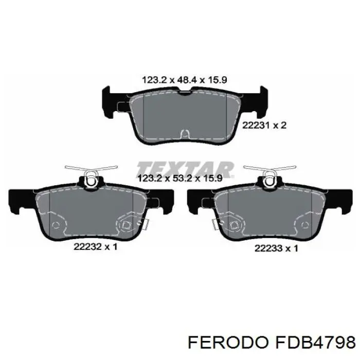 Sapatas do freio traseiras de disco Ferodo FDB4798 preço, a partir de 28,21 USD
