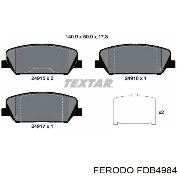 Sapatas do freio dianteiras de disco Ferodo FDB4984 preço, a partir de 34,98 USD