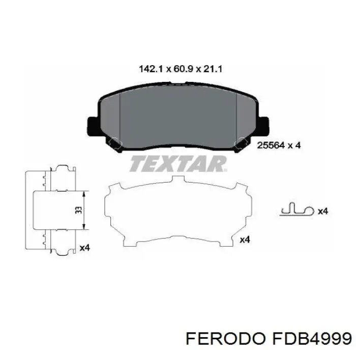 Sapatas do freio dianteiras de disco Ferodo FDB4999 preço, a partir de 63,14 USD