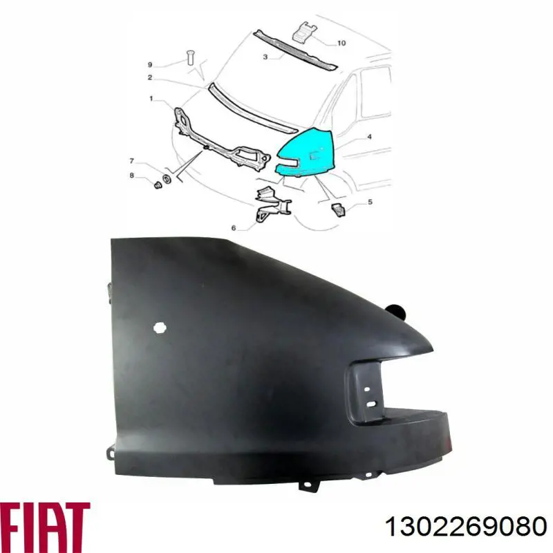 Pára-lama dianteiro direito Fiat/Alfa/Lancia 1302269080 preço, a partir de 103,86 USD