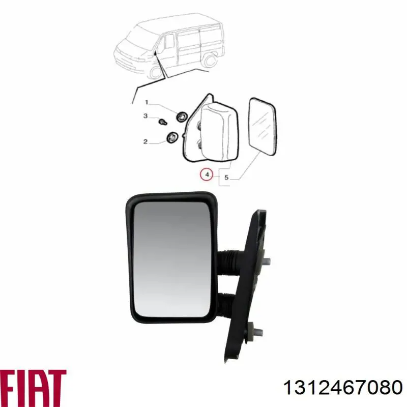 Espelho de retrovisão esquerdo Fiat/Alfa/Lancia 1312467080 preço, a partir de 104,47 USD