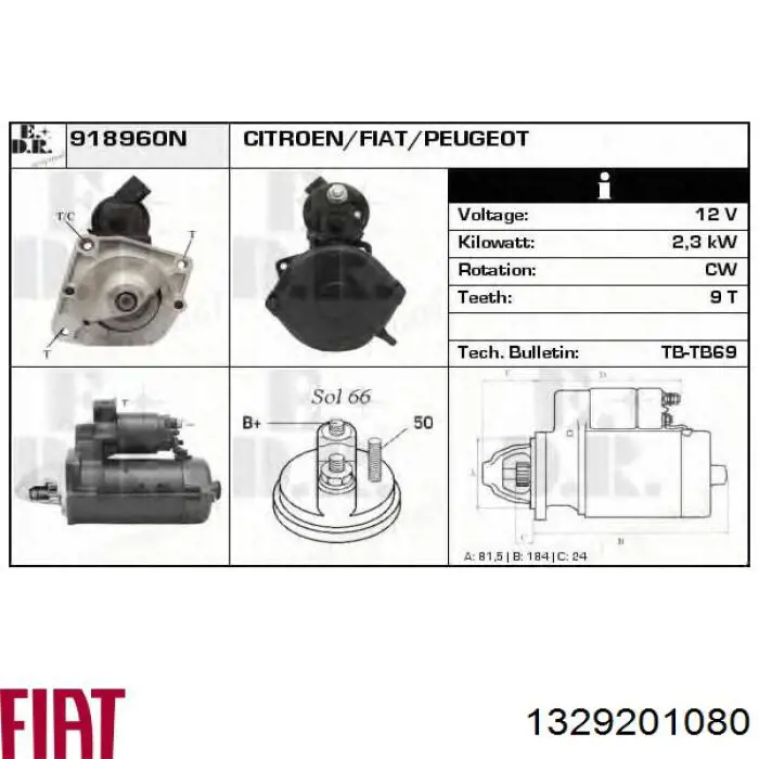 Motor de arranco Fiat/Alfa/Lancia 1329201080 preço, a partir de 167,93 USD