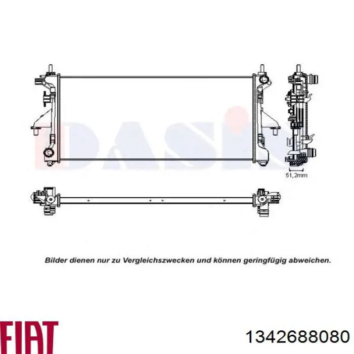 Radiador de esfriamento de motor 1342688080 Fiat/Alfa/Lancia