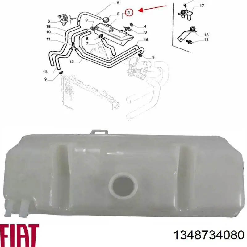 Tanque de expansão do sistema de esfriamento Fiat/Alfa/Lancia 1341179080 preço, a partir de 42,56 USD