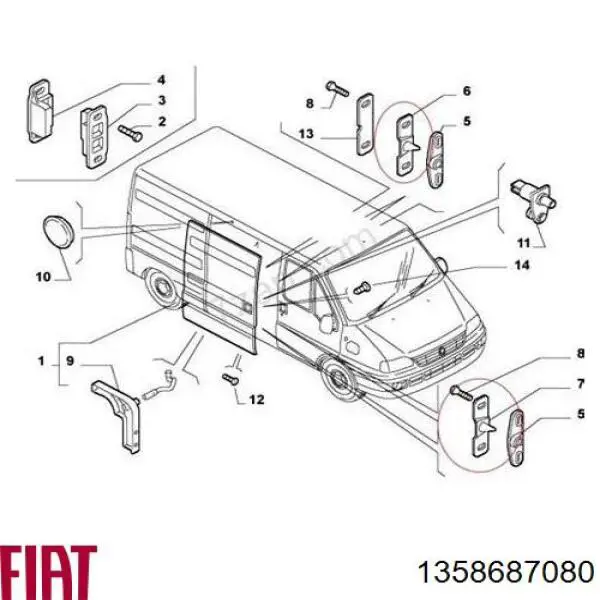 Limitador da porta deslizante, na carroçaria superior Fiat/Alfa/Lancia 1358687080 preço, a partir de 8,58 USD