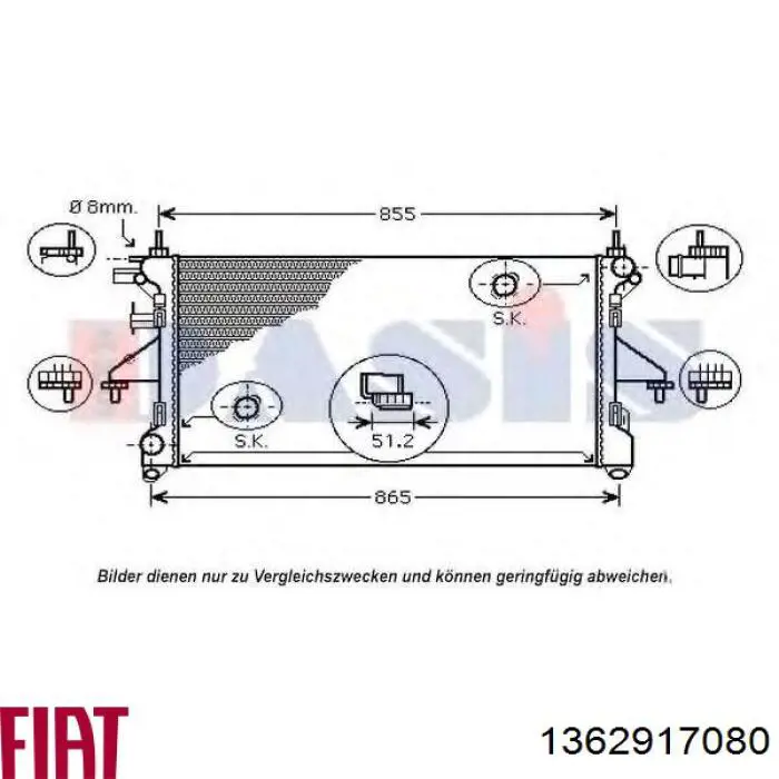 Compre 1362917080 Fiat/Alfa/Lancia Radiador de esfriamento de motor