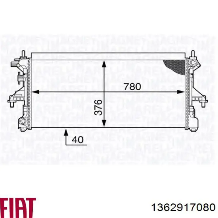 Radiador de esfriamento de motor 1362917080 Fiat/Alfa/Lancia