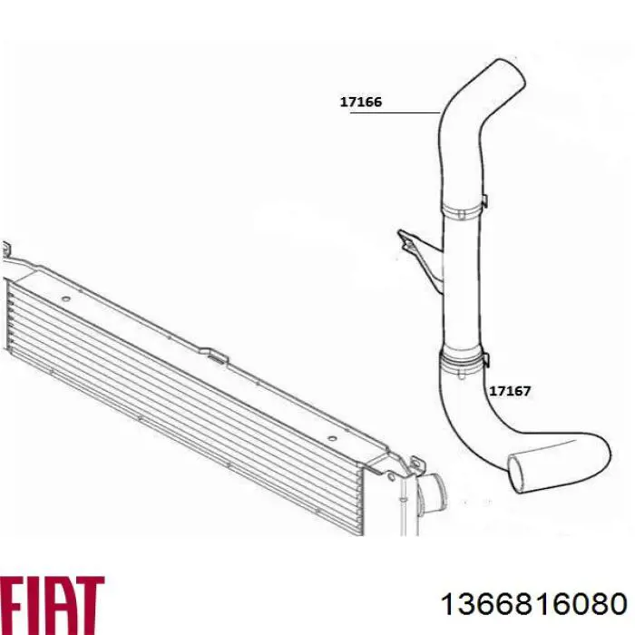 Compre 1366816080 Fiat/Alfa/Lancia Mangueira (cano derivado) de intercooler