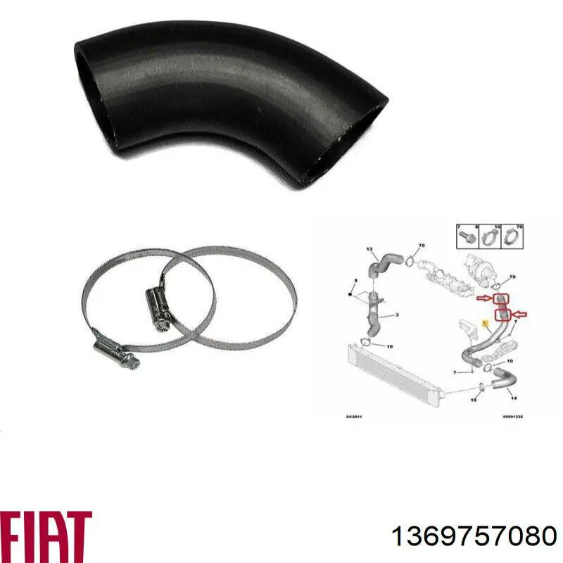 1369757080 Fiat/Alfa/Lancia Mangueira (cano derivado) de intercooler