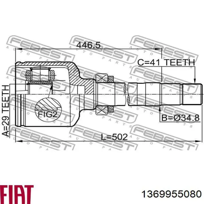 Junta homocinética interna dianteira direita Fiat/Alfa/Lancia 1369955080 preço, a partir de 137,50 USD