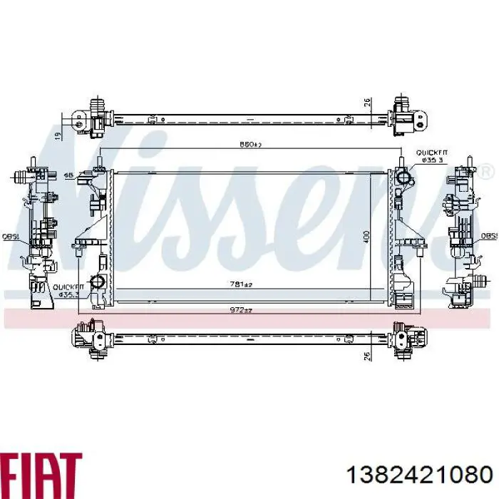 Compre 1382421080 Peugeot/Citroen Radiador de esfriamento de motor