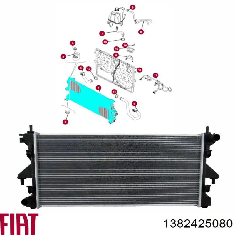 Compre 1382425080 Fiat/Alfa/Lancia Radiador de esfriamento de motor