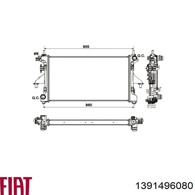 1391496080 Fiat/Alfa/Lancia Radiador de esfriamento de motor