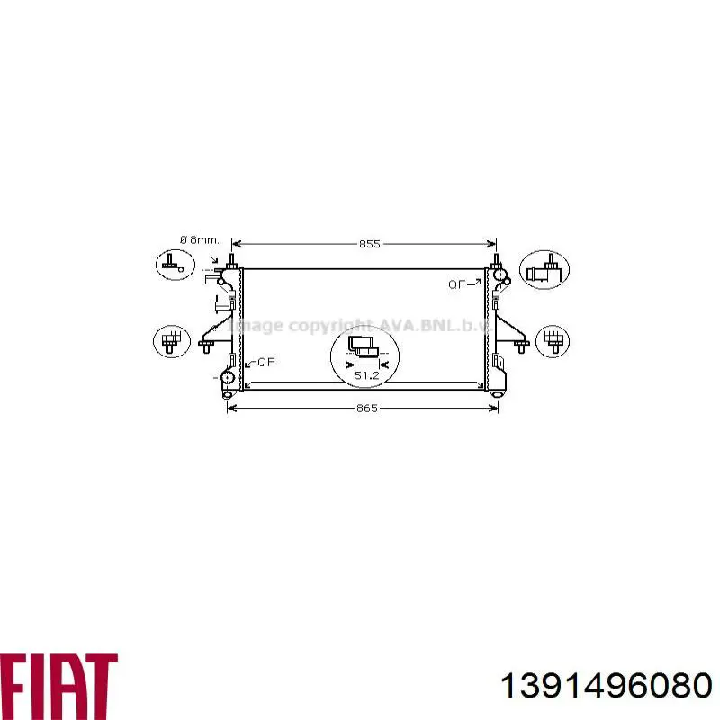 Compre 1391496080 Fiat/Alfa/Lancia Radiador de esfriamento de motor