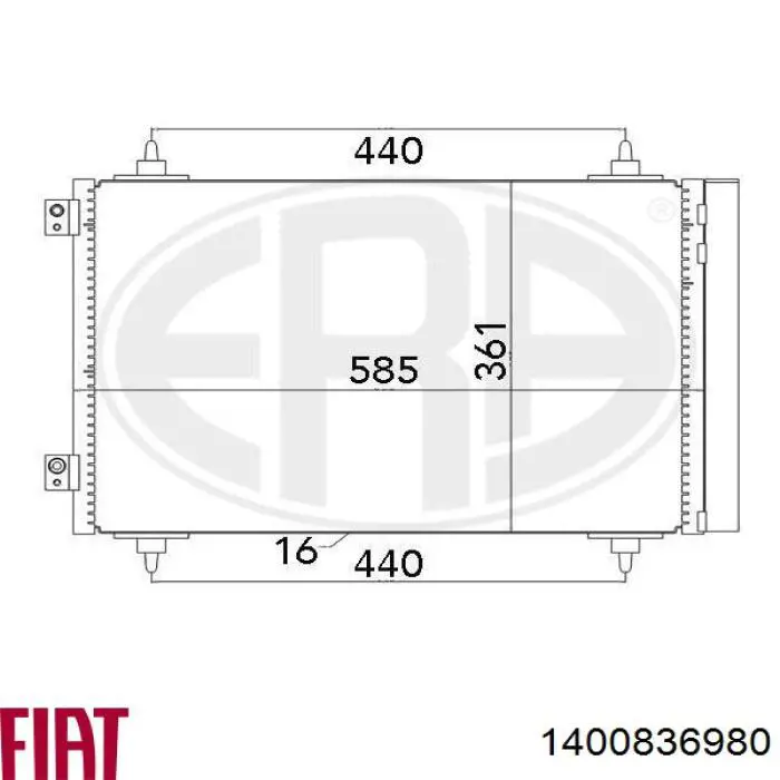 Compre 1400836980 Fiat/Alfa/Lancia Radiador de aparelho de ar condicionado