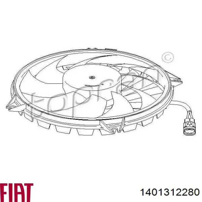 1401312280 Fiat/Alfa/Lancia Ventilador elétrico de esfriamento montado (motor + roda de aletas) esquerdo