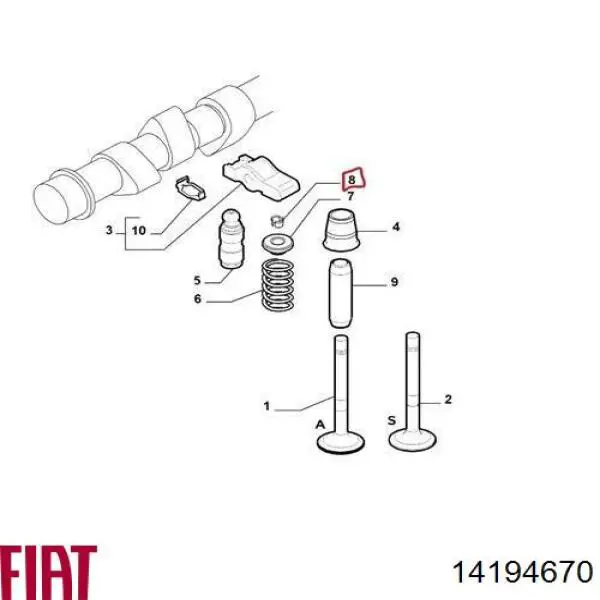 14194670 Fiat/Alfa/Lancia Peça inserida de válvula