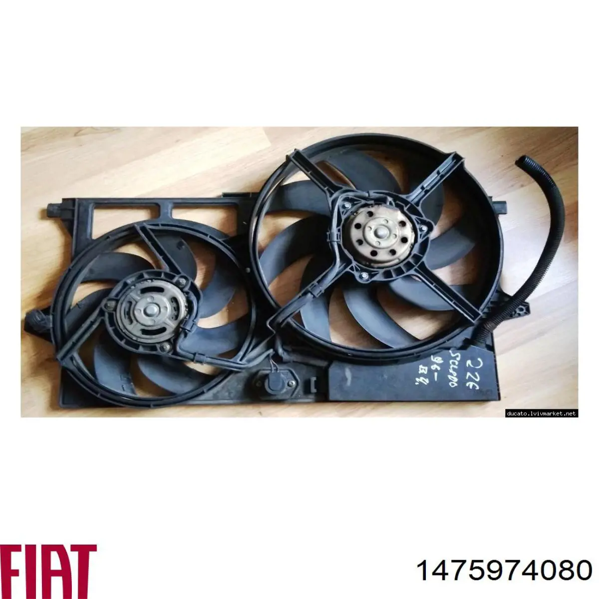 1475974080 Fiat/Alfa/Lancia Ventilador elétrico de esfriamento montado (motor + roda de aletas) esquerdo