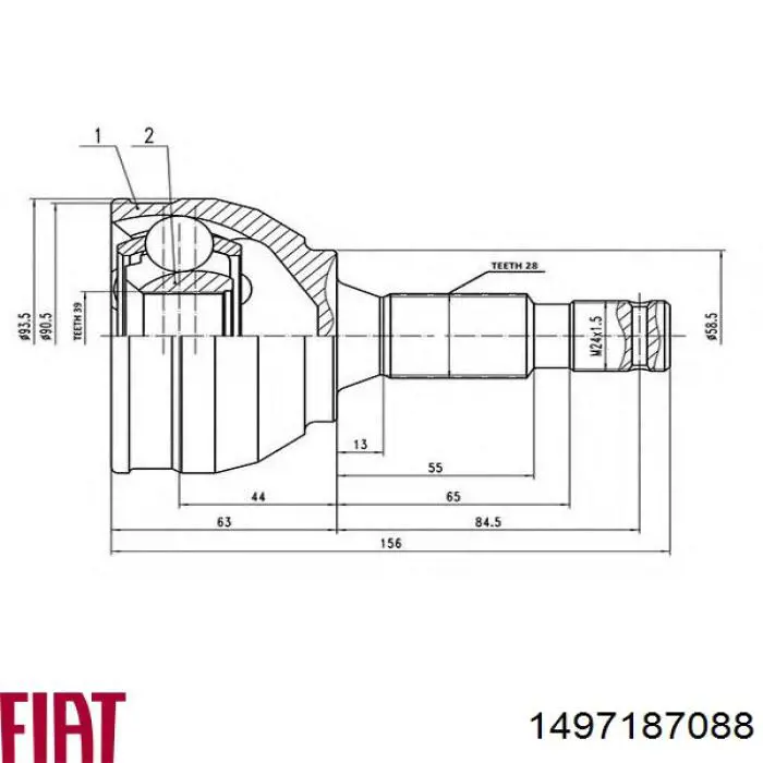 Compre 1497187088 Fiat/Alfa/Lancia Semieixo (acionador) dianteiro esquerdo