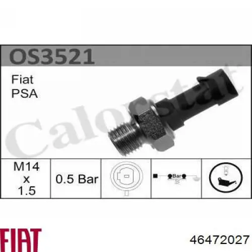 Sensor de pressão de óleo 46472027 Fiat/Alfa/Lancia