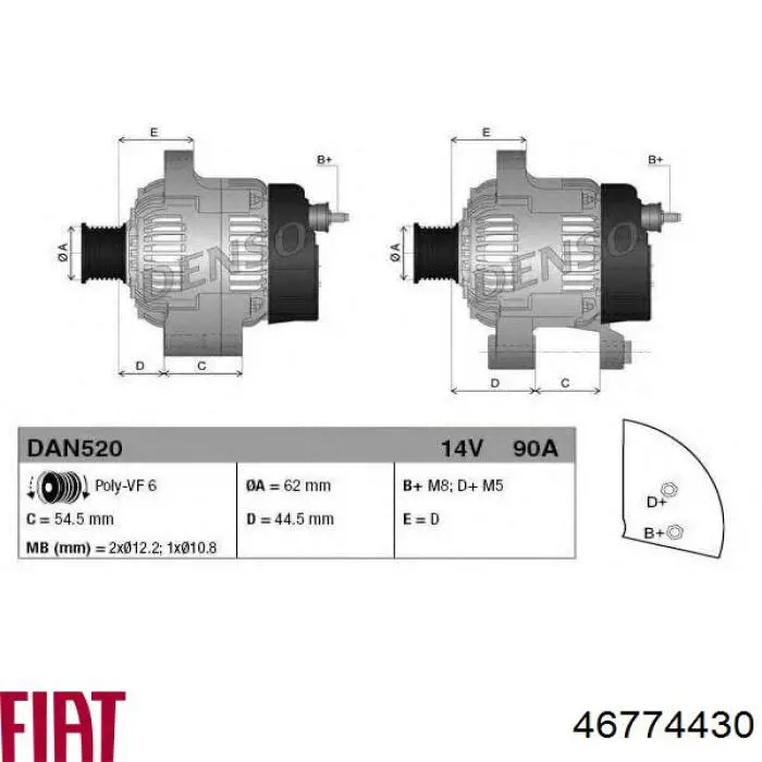 Gerador Fiat/Alfa/Lancia 46774430 preço, a partir de 81,72 USD