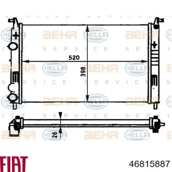 Radiador de esfriamento de motor 46815887 Fiat/Alfa/Lancia