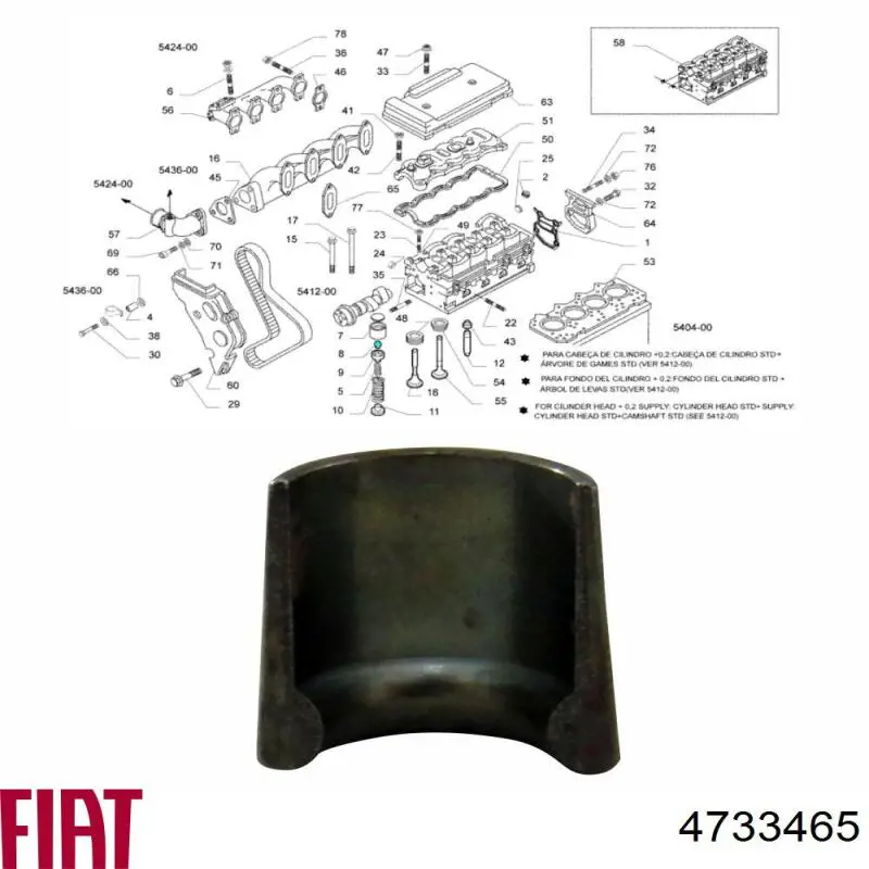 Peça inserida de válvula 4733465 Iveco