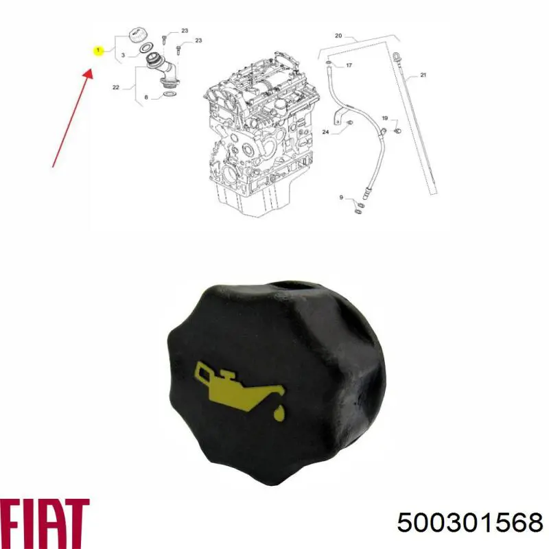 Tampa do gargalho de enchimento de óleo Fiat/Alfa/Lancia 500301568 preço, a partir de 6,57 USD