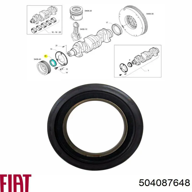 Vedação dianteira de cambota de motor Iveco 504087648