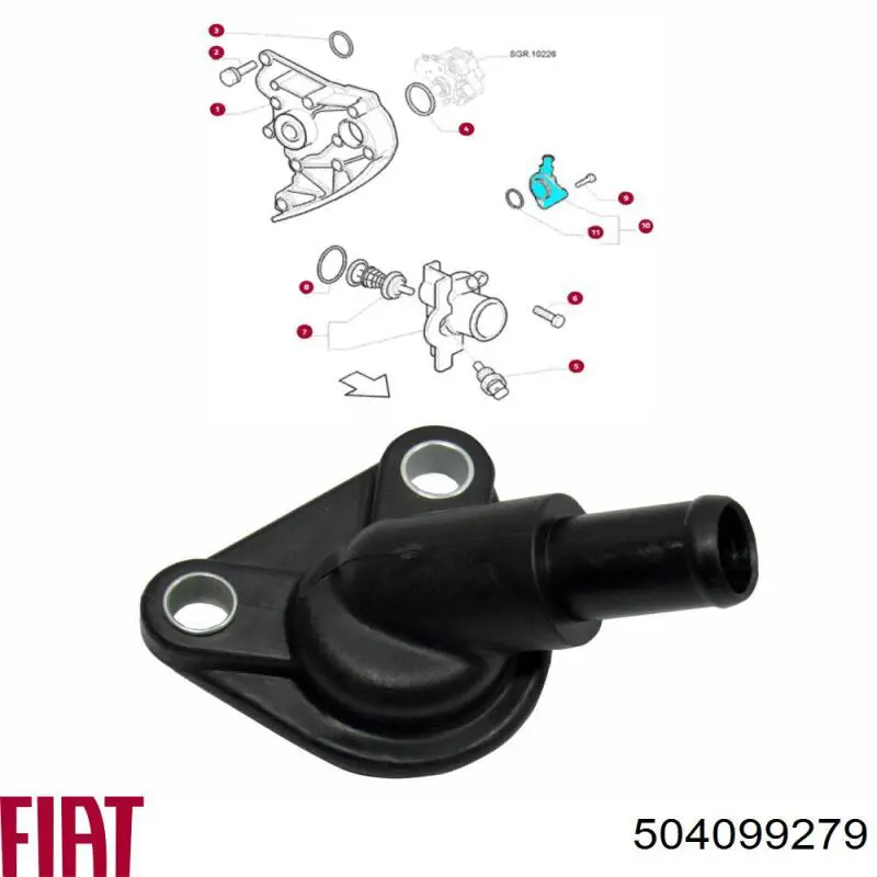 Flange do sistema de esfriamento (união em T) Fiat/Alfa/Lancia 504099279 preço, a partir de 5,46 USD