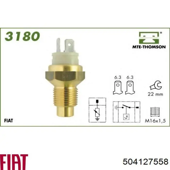 Compre 504127558 Fiat/Alfa/Lancia Sensor de temperatura do fluido de esfriamento