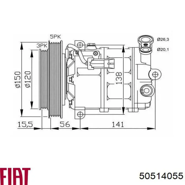 50514055 Fiat/Alfa/Lancia Compressor de aparelho de ar condicionado