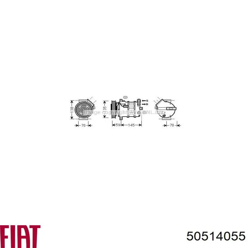 Compressor de aparelho de ar condicionado 50514055 Fiat/Alfa/Lancia