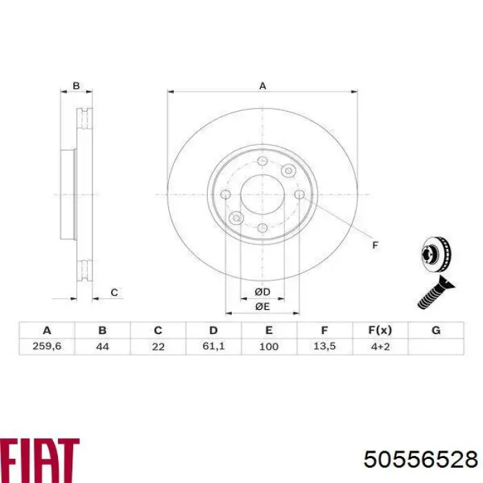 Disco do freio dianteiro Fiat/Alfa/Lancia 50556528