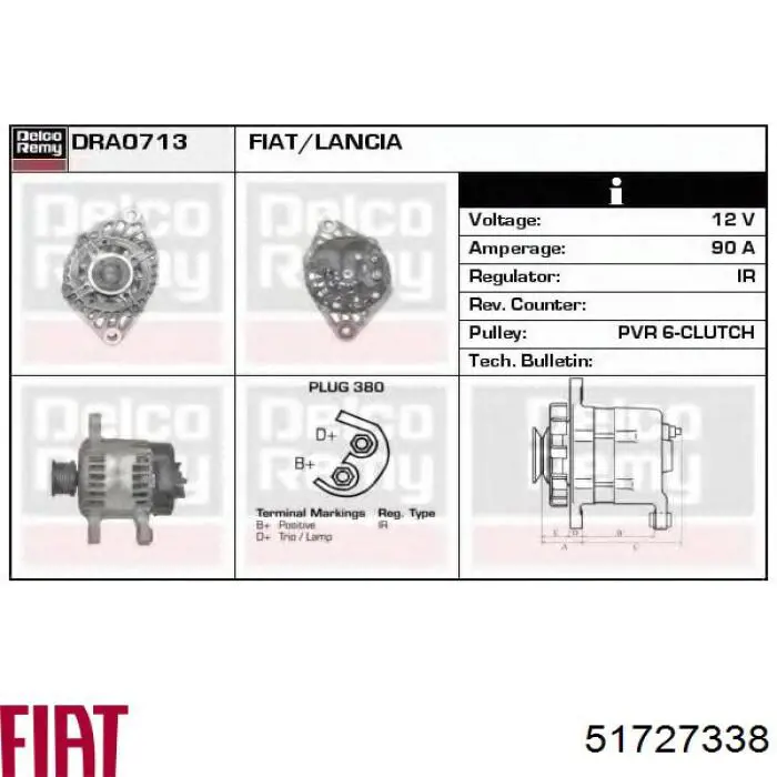 Gerador Fiat/Alfa/Lancia 51727338 preço, a partir de 66,33 USD
