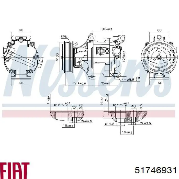 51746931 Fiat/Alfa/Lancia Compressor de aparelho de ar condicionado