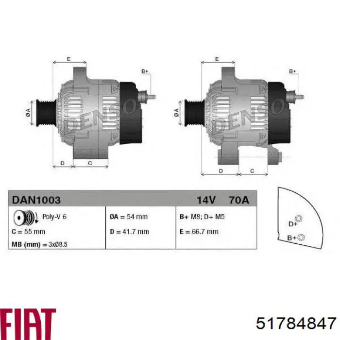 Gerador Fiat/Alfa/Lancia 51784847 preço, a partir de 117,48 USD